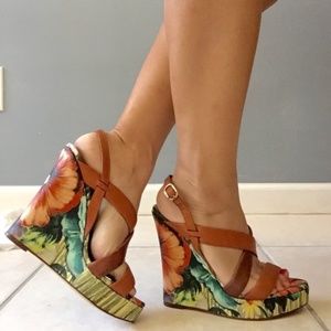 Valentino Multicolor Floral Wedges